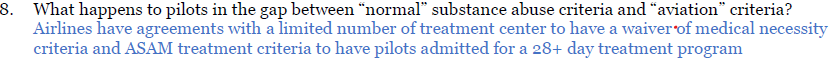 HIMS RFI Question 8 showing waiver of medical necessity and ASAM treatment criteria