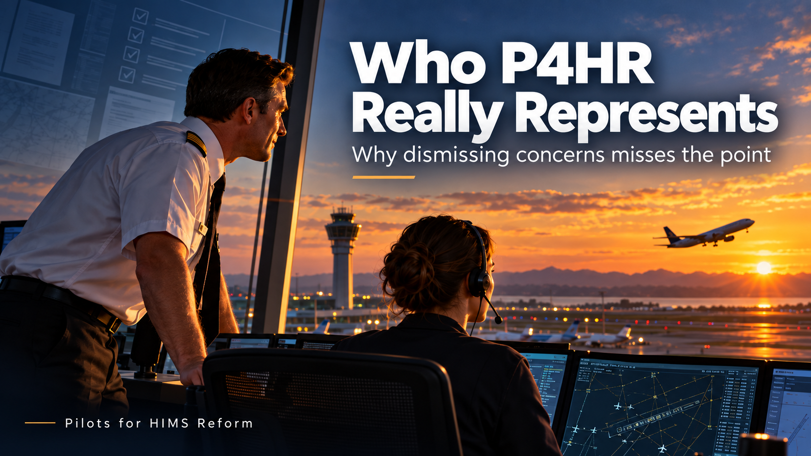 Who P4HR Really Represents — P4HR article hero featuring a pilot and air traffic controller.